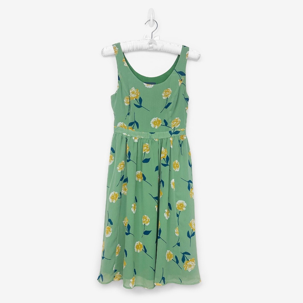 ModCloth Freeing Feeling Midi Dress Size S Green Floral Romantic Cottagecore